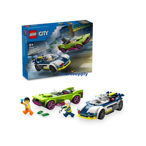 LEGO CITY 60415 POLITIBIL OG MUSKELBIL JAGTER HINANDEN