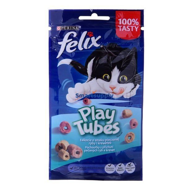FELIX Play Tubes Fish, Shrimps  - trfoder til katte - 50 g