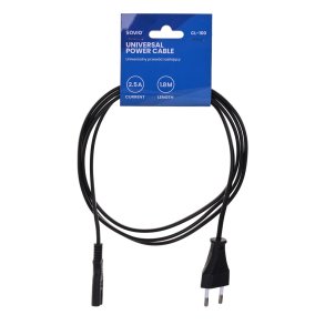 Savio CL-100 el-ledning Sort 1,8 m IEC Type E (3.4 mm, 3.1 mm) IEC C7