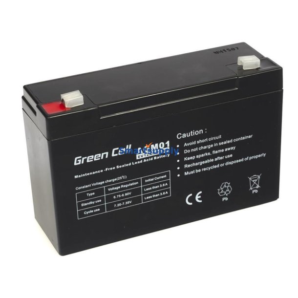 Green Cell Agm-Batteri 6V 12Ah 12.000 mAh Forseglet Blysyre (Vrla)