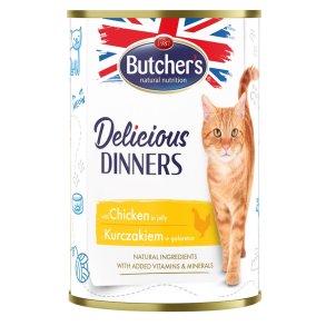 BUTCHER'S Delicious Dinners Kyllingestykker i gel - vdt kattefoder - 400 g