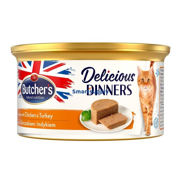 BUTCHER'S Delicious Dinners Chicken with turkey - v�dfoder til katte - 85 g