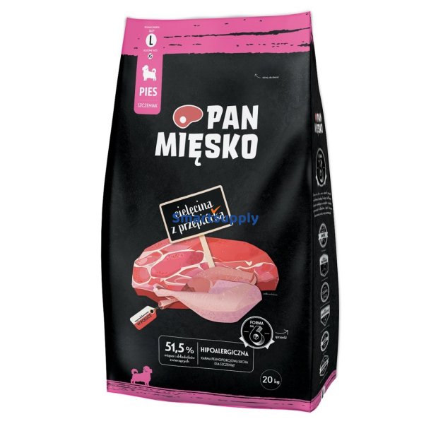 PAN MISKO Veal with quail L puppy - trfoder til hunde - 20kg
