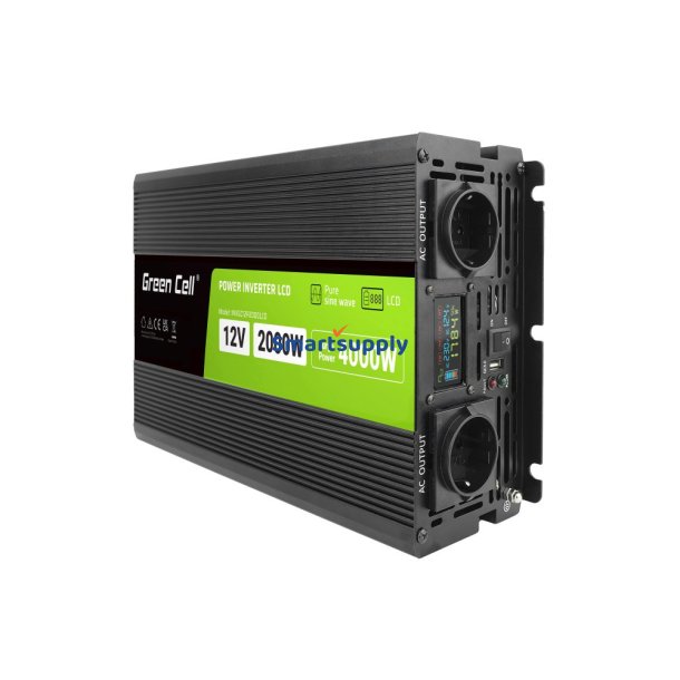 Green Cell Powerinverter LCD 12V Til 230V 2000W/40000W