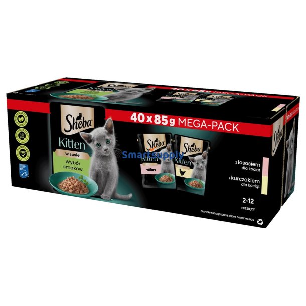 Sheba Kitten Udvalg Af Smag I Sauce - Vdfoder Til Katte - 40X85 G