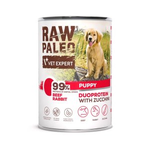 RAW PALEO Duoprotein Beef & Rabbit Puppy - vdfoder til hunde - 400g