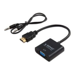 SAVIO Adapter HDMI (M) - VGA (F) med lyd CL-23/B Sort