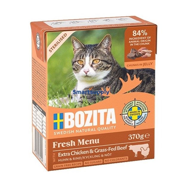 BOZITA Fresh Menu Sterilised Extra Chicken with beef  - vd kattefoder - 370g