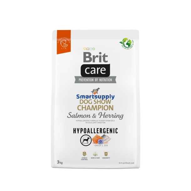 Brit Care Hypoallergenic Adult Dog Show Champion Laks &amp; Sild - Trfoder Til Hunde - 3 Kg