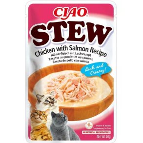 INABA Ciao Stew Chicken & Salmon - Kattegodbidder - 40g