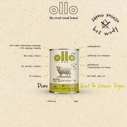 OLLO Pure Beef and Green tripe - vdfoder til hunde - 400g
