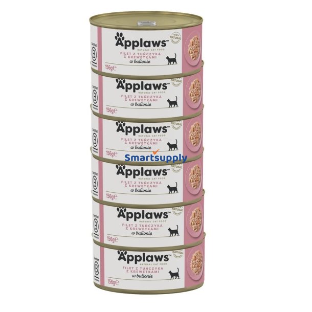 Applaws Tunfilet Med Rejer I Bouillon - Vdfoder Til Katte - 6X156g
