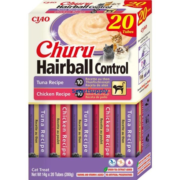 INABA Churu Hairball control Tuna and chicken recipe - Kattegodbidder - 20x14g