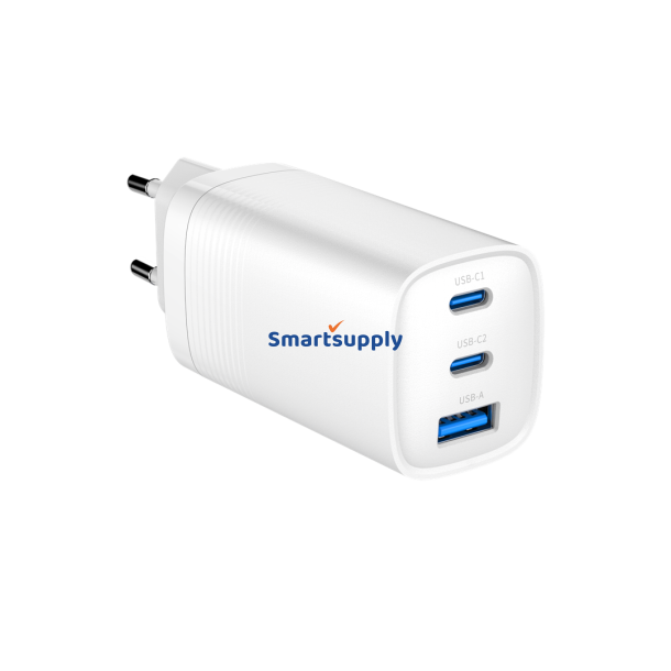 Gembird Ta-Uc-Pdqc65-01-W 3-Ports 65 W Gan USB Powerdelivery Hurtigoplader, Hvid