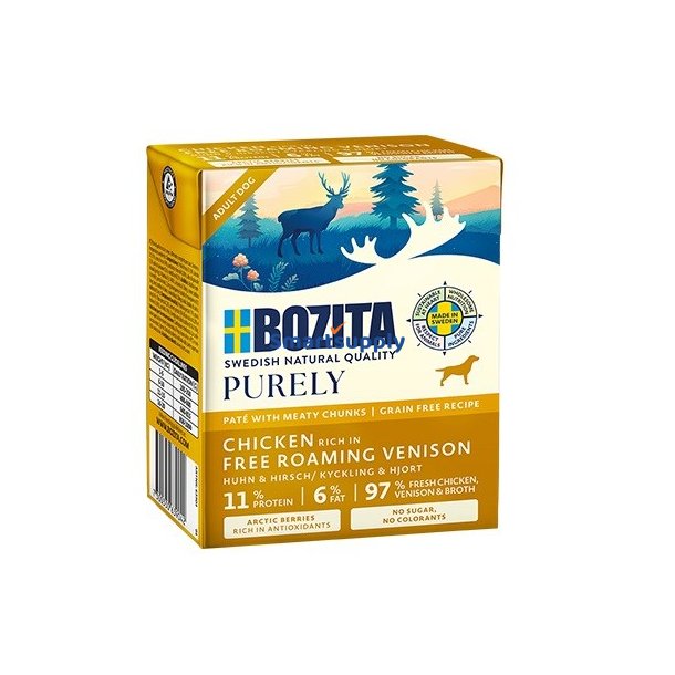 BOZITA Purely Pat Duoprotein Chicken and venison - vdfoder til hunde - 370g
