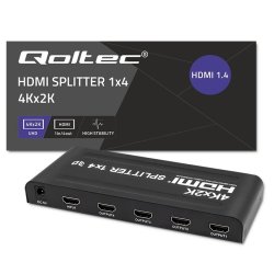 Qoltec 51798 Aktiv HDMI Splitter 4 x HDMI 4K x 2K | 3,4 Gb/s