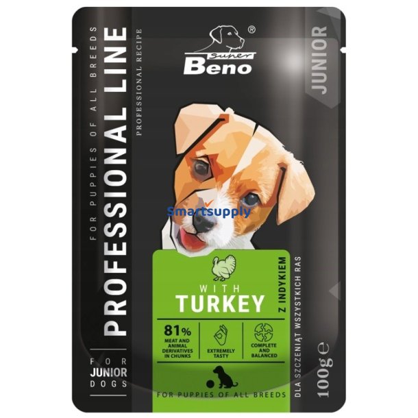 SUPER BENO Junior Turkey - vdt hundefoder - 100 g