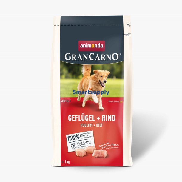 Animonda Gran Carno Voksen Fjerkr Med Oksekd - Trfoder Til Hunde - 1 Kg