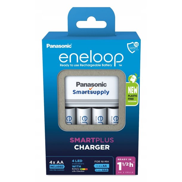 Batterioplader Panasonic Eneloop Smartplus Bq-Cc55 + 4X Aa 2000 mAh (K-Kj55mcd40e)