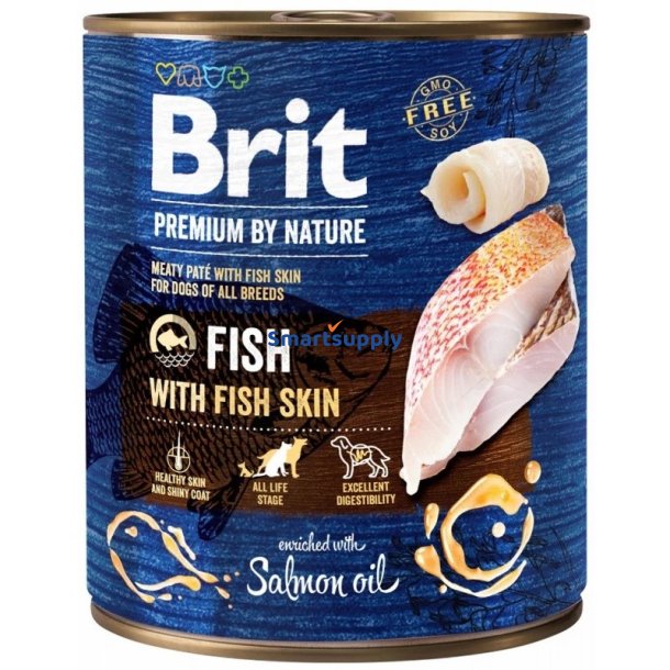 Brit Premium By Nature Fisk Med Fiskeskind - Vdfoder Til Hunde - 800G
