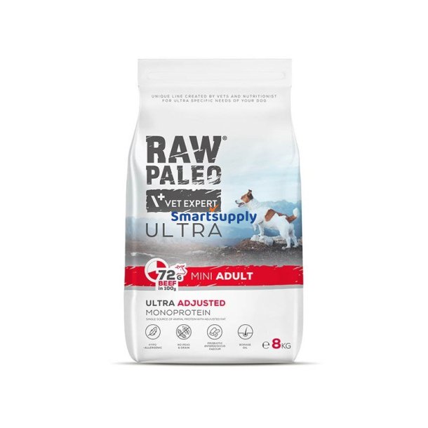 VET EXPERT RAW PALEO Ultra Mini Adult Oksekd - trt hundefoder - 8 kg