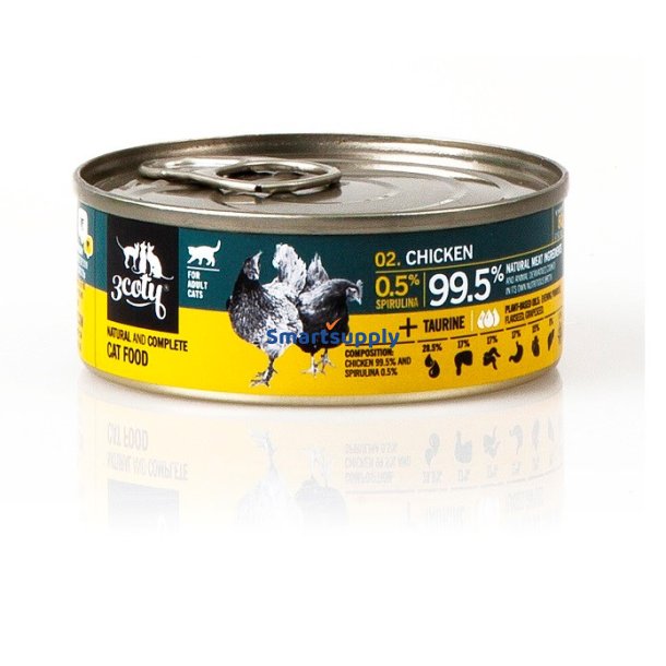 3Coty Kylling Med Spirulina - Vdfoder Til Katte - 80G
