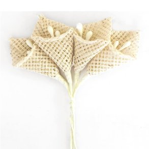 Beige stof dekorationsblomster med formbar stilk 8 stk.