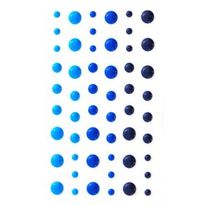 Bl selvklbende prikker - mix strrelser og farver 4-7mm, 54 stk.