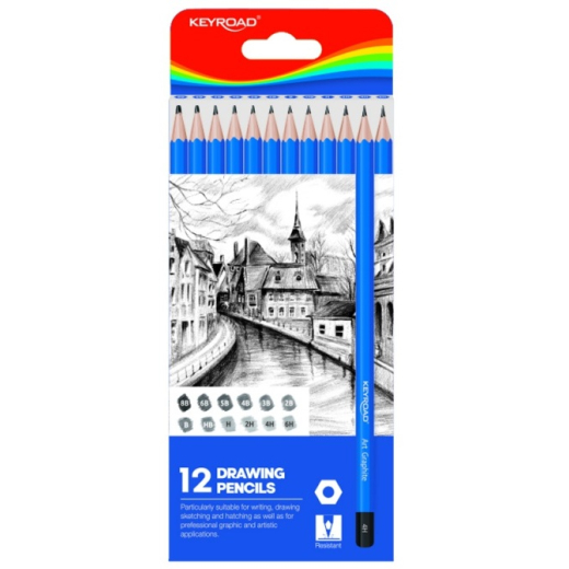 Blyanter med 12 forskellige h�rdheder bl� - 12 stk