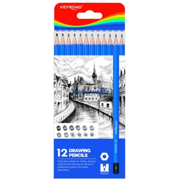 Blyanter med 12 forskellige hrdheder bl - 12 stk
