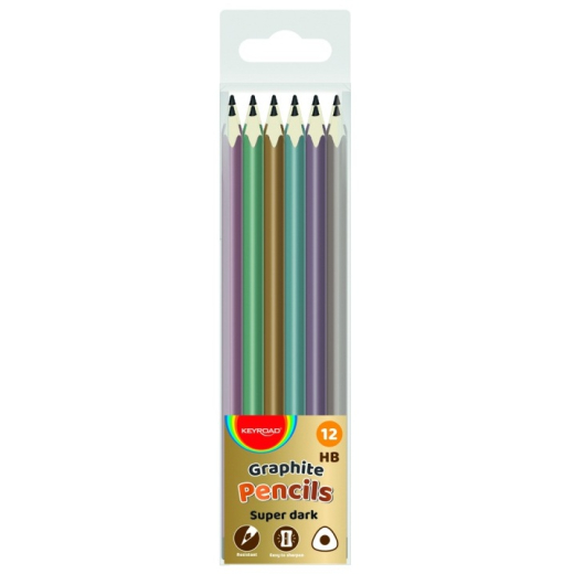 Blyanter med oph�ng trekantede HB metallic - 12 stk
