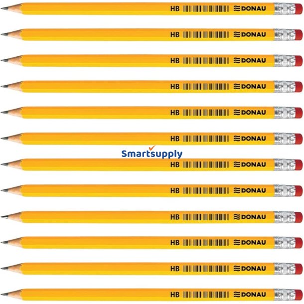 Blyanter med viskelder natur HB gul lakeret - 12 stk