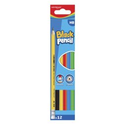 Blyanter med viskelder trekantede HB mix farver - 12 stk