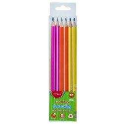 Blyanter med viskelder trekantede HB neon - 12 stk