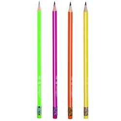Blyanter med viskelder trekantede HB neon - 12 stk