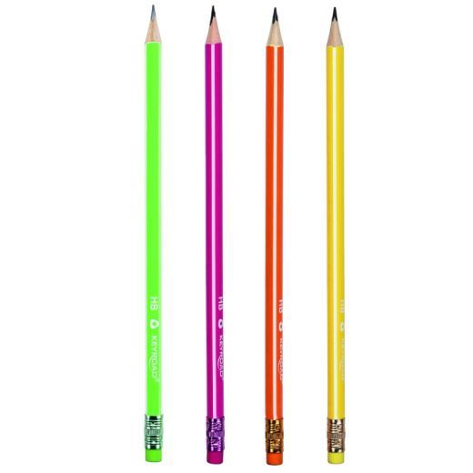 Blyanter med viskel�der trekantede HB neon - 12 stk