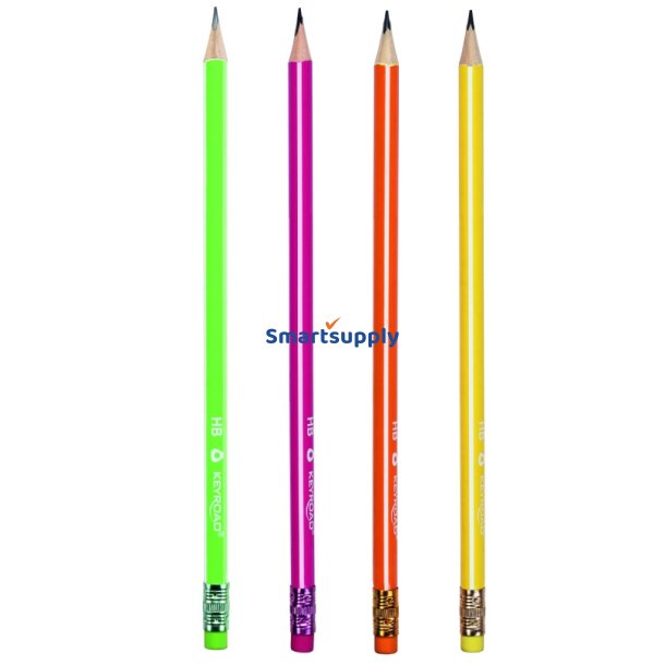 Blyanter med viskelder trekantede HB neon - 12 stk