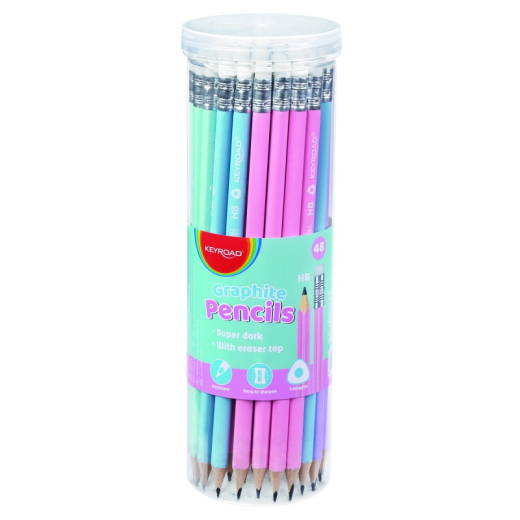 Blyanter med viskel�der trekantede HB pastel - 48 stk