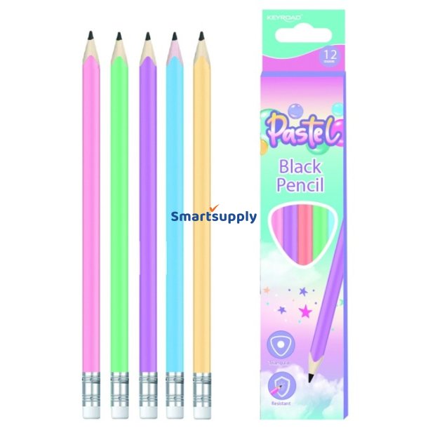 Blyanter med viskelder trekantede HB pastel - 12 stk