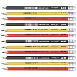 Blyanter med viskelder trekantede HB mix farver - 12 stk