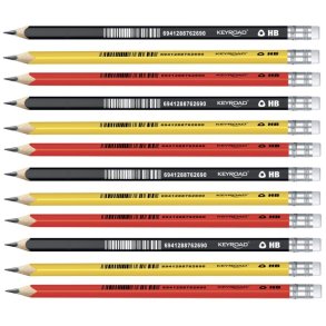 Blyanter med viskelder trekantede HB mix farver - 12 stk