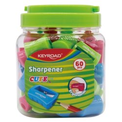 Blyantspidser plastik mix farver ergonomisk - 60 stk