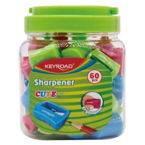 Blyantspidser plastik mix farver ergonomisk - 60 stk