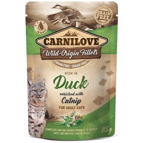 CARNILOVE CAT POUCH Vdt kattefoder And, Kattegrs 85 g
