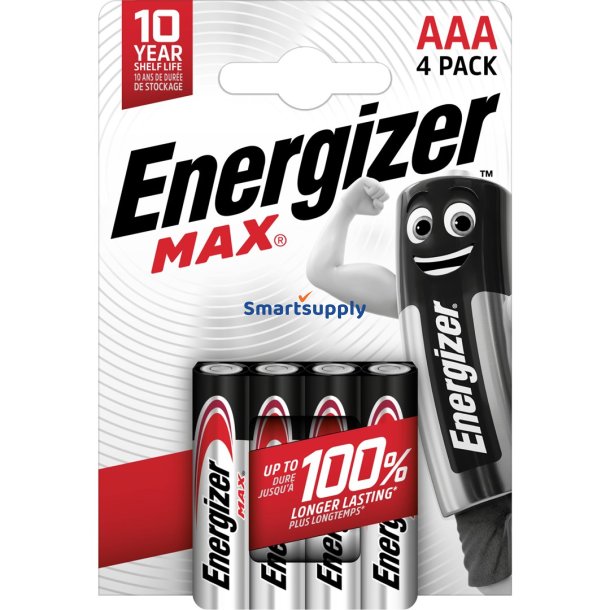 Energizer Batterier Alkaline Max Aaa Lr03, 4 Stk, ko-Emballage