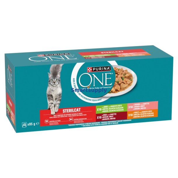PURINA One Sterilcat Beef, salmon, chicken, turkey - vd kattefoder - 40x85g