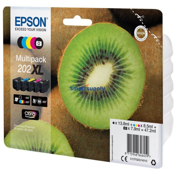 Epson 202 XL B/B/C/M/Y 5 stk blkpatroner original