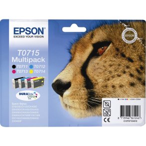 Epson T0715 multipack 4 stk BCMY blkpatroner original