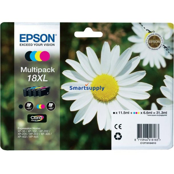Epson 18 XL multipack 4 stk BCMY blkpatroner original