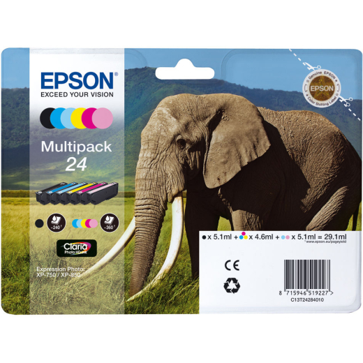 Epson 24 B/C/M/Y/LC/LM 6 stk bl�kpatroner original